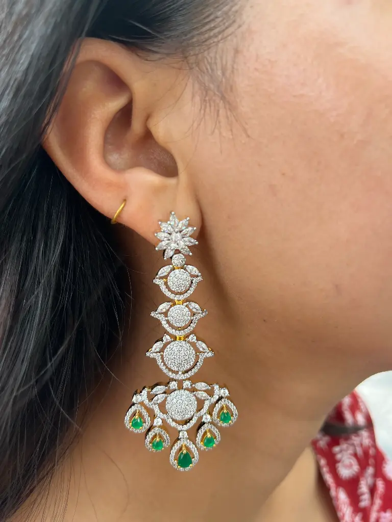 GREEN STONE DROP EARRING