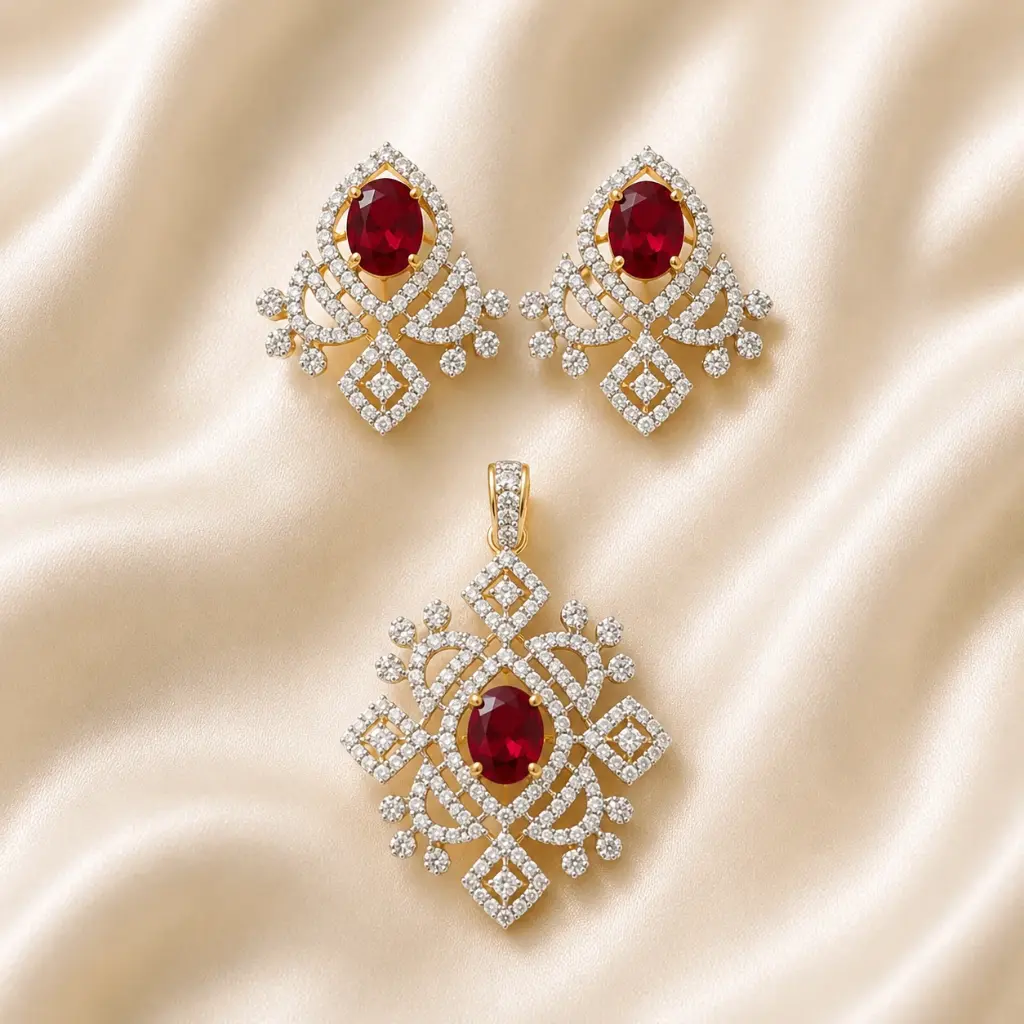 ROSELLE ROYAL DIAMOND PENDENT SET