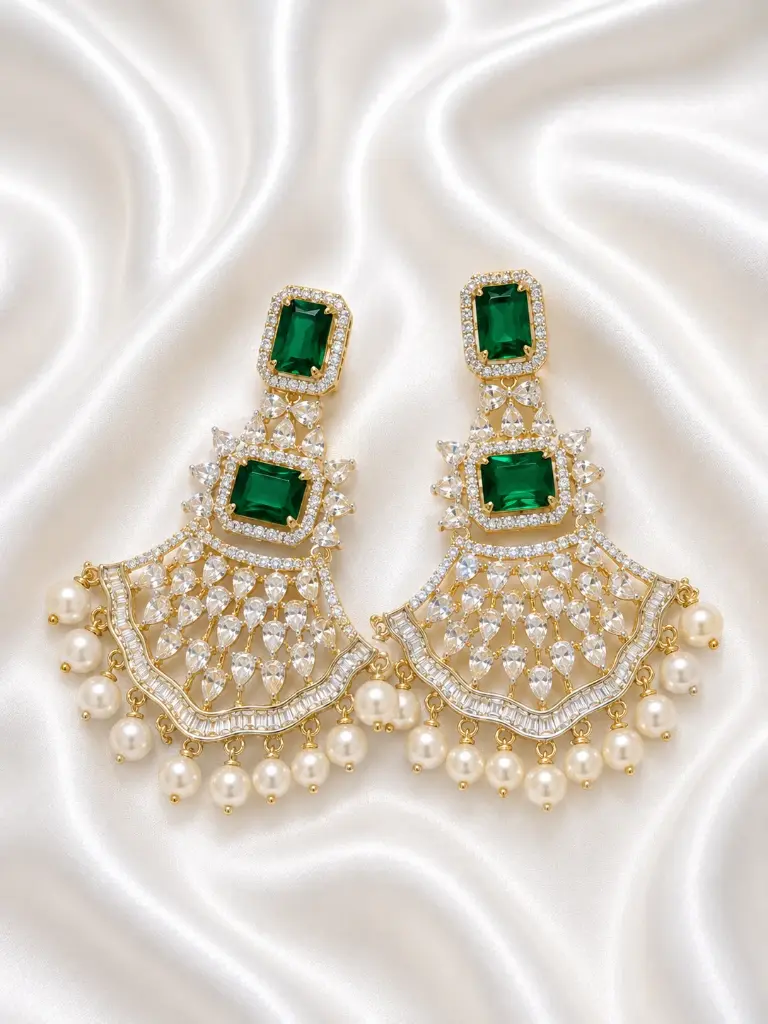 GREEN STONE AD EARRING