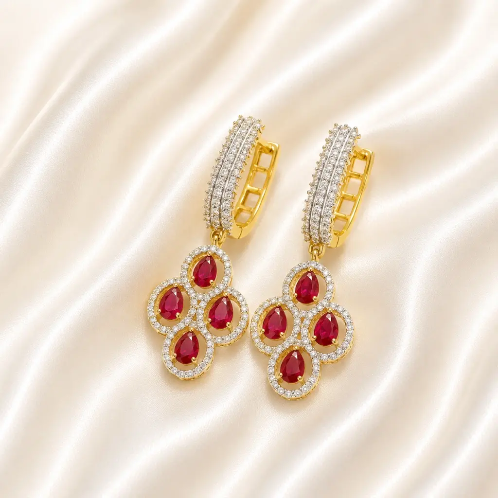 SPARKLING ELEGANCE RUBY ROYAL EARRING
