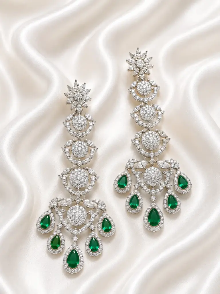 GREEN STONE DROP EARRING