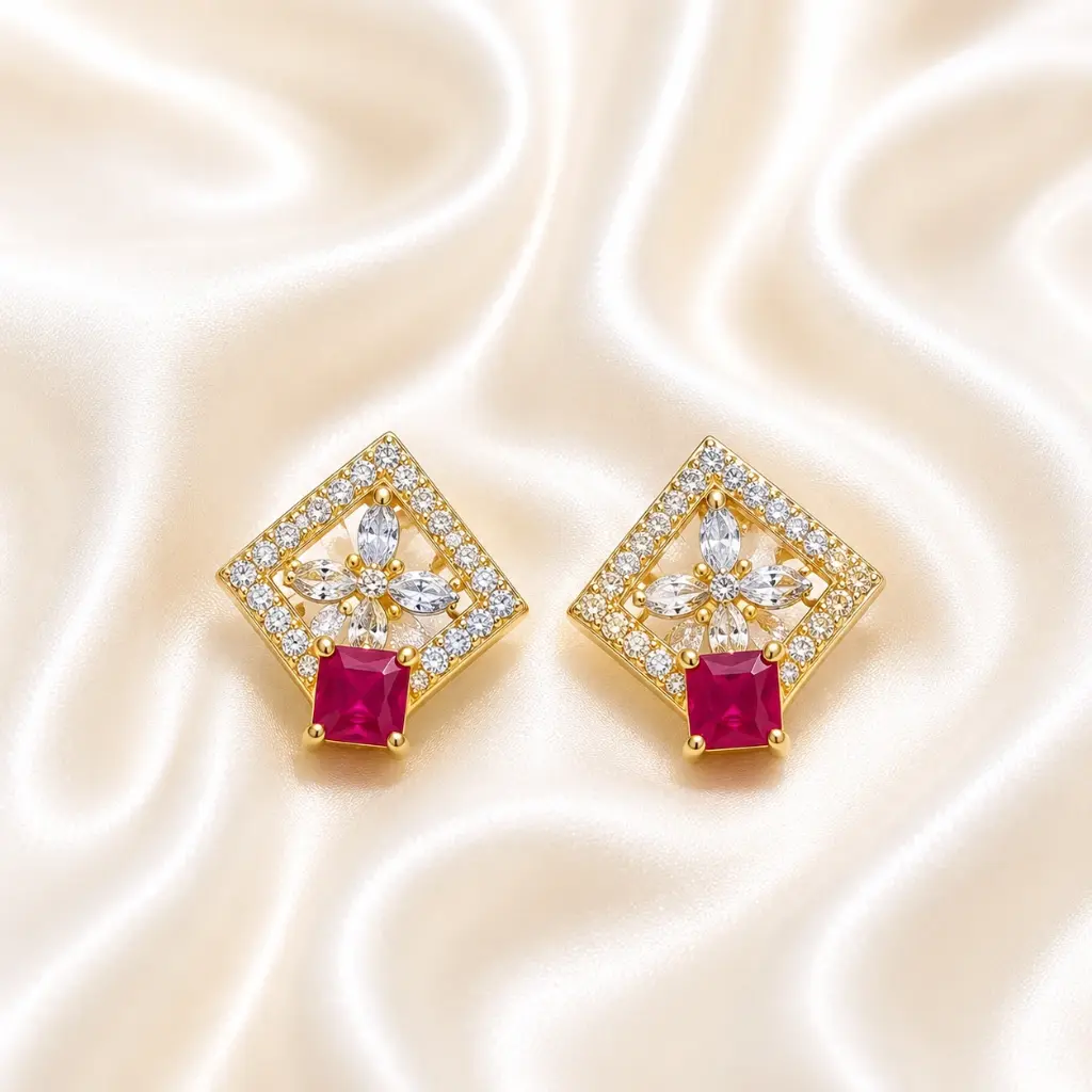 DECO RUBY EARRING