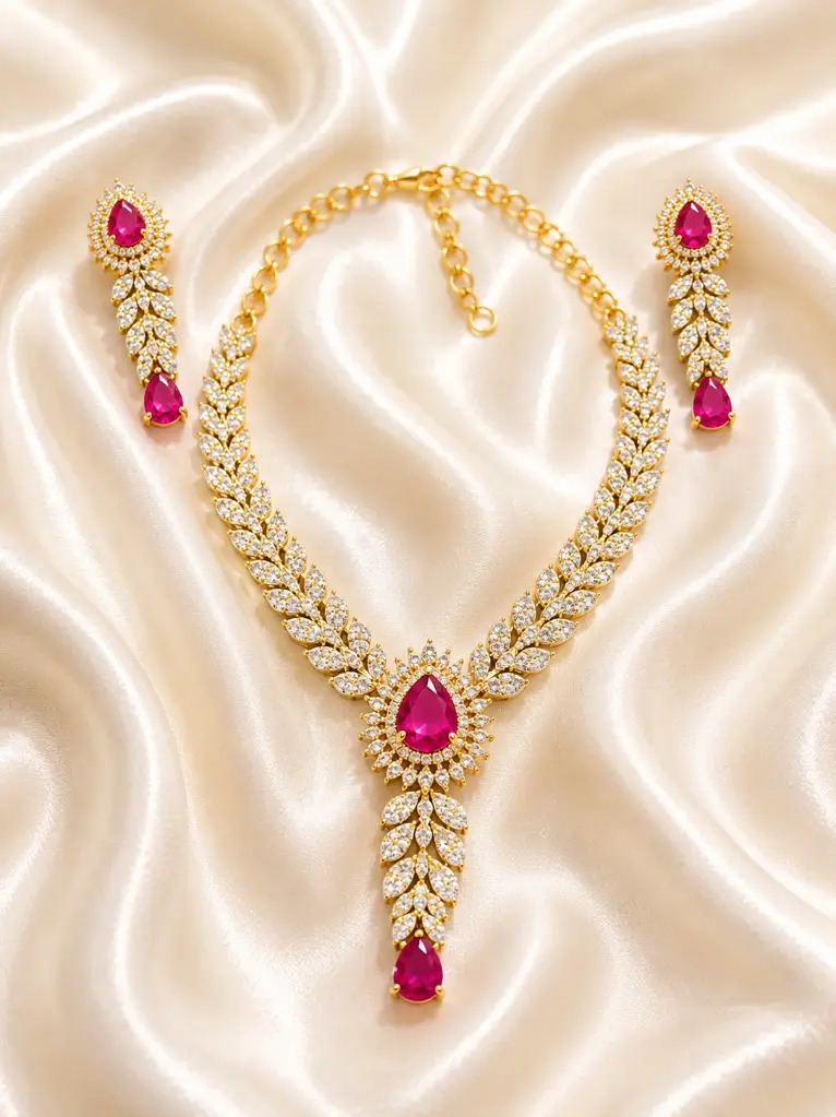 RED LAYERED NECKLACE SET
