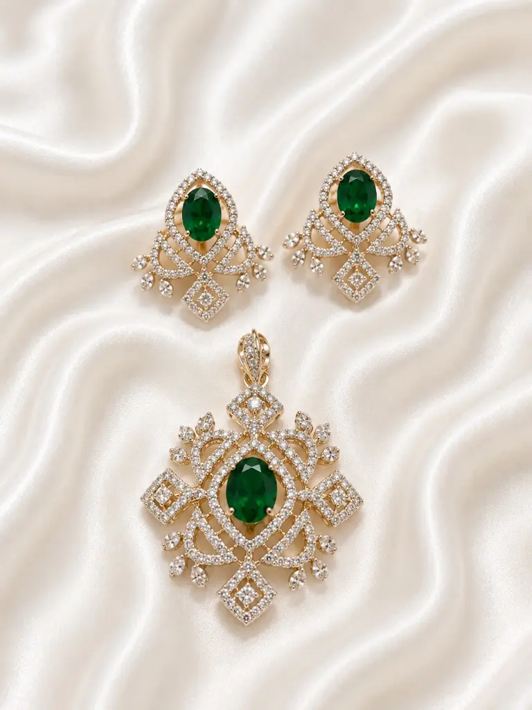 MEGHA RARITY GREEN PENDANT SET