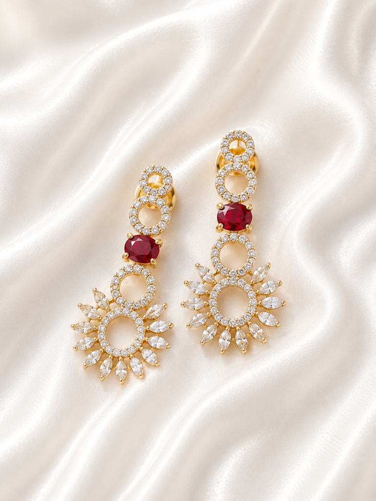 MOTIFS RUBY RED EARRING